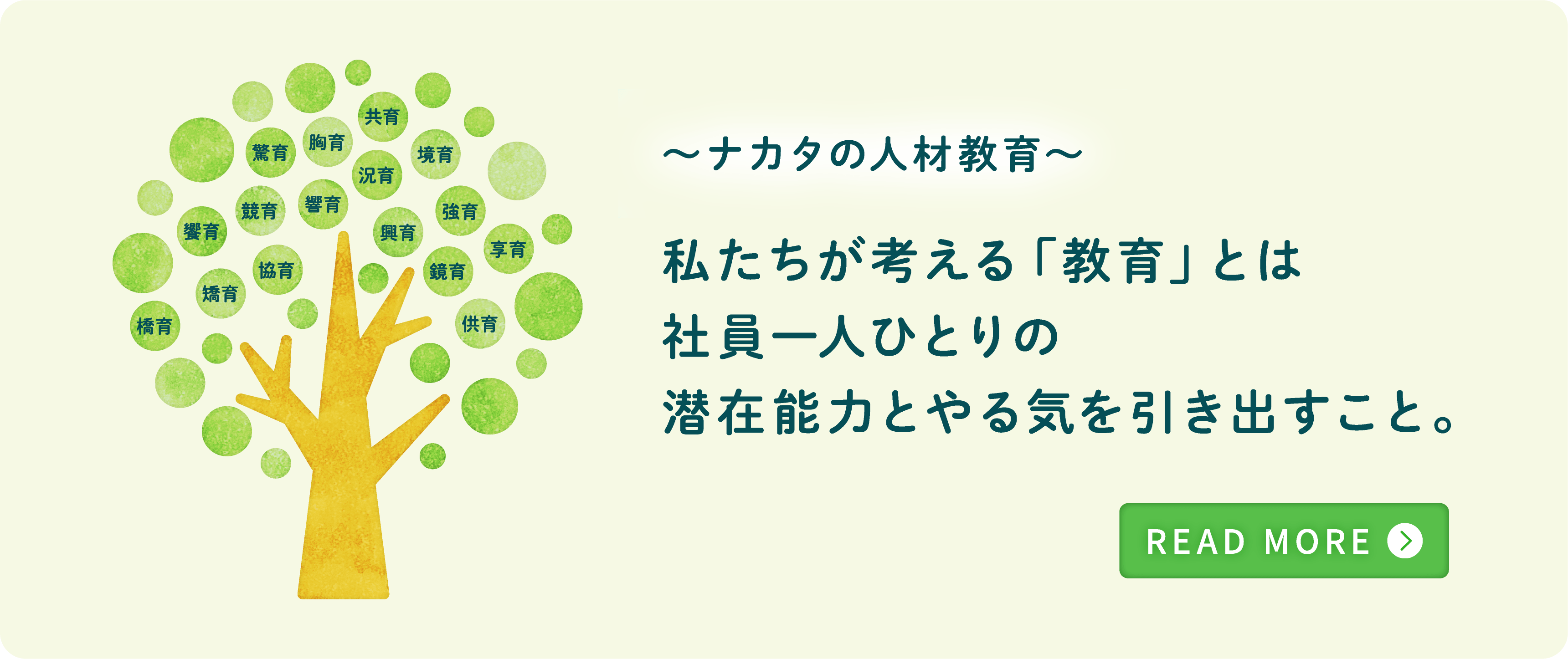 ～ナカタの人材教育～私たちが考える「教育」とは社員一人ひとりの潜在能力とやる気を引き出すこと。